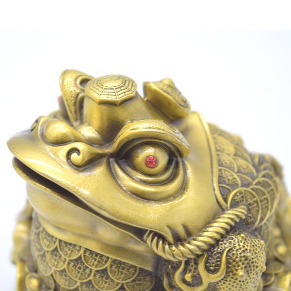 三脚蟾蜍 三本足 カエル 置物 銅製 12cm 巾着台座 八匹の蛙 |  | 13