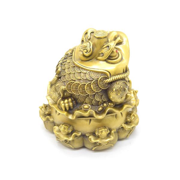 三脚蟾蜍 三本足 カエル 置物 銅製 12cm 巾着台座 八匹の蛙 |  | 04