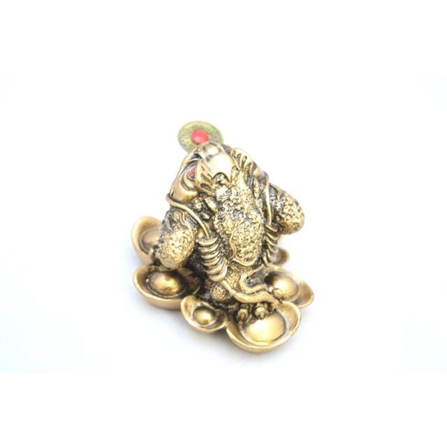 三脚蟾蜍 三本足 カエル 置物 樹脂製 6cm 銅風塗装 |  | 01