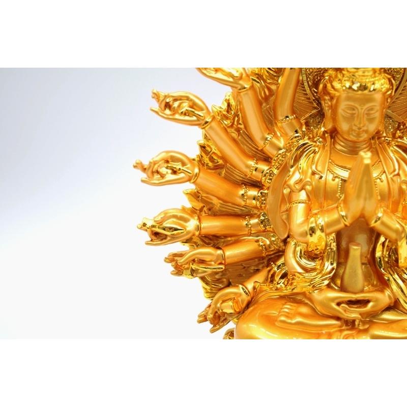 千手観音 仏像 樹脂製置物 台座付き 黄金色 大 : 横浜中華街龍 - 通販