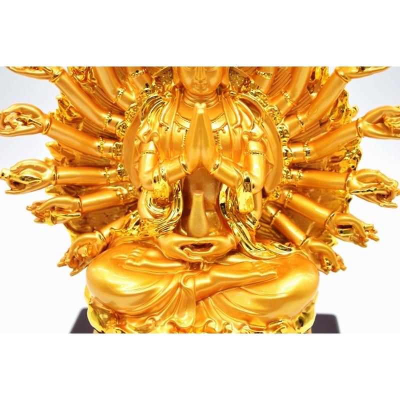 千手観音 仏像 樹脂製置物 台座付き 黄金色 大 : 横浜中華街龍 - 通販