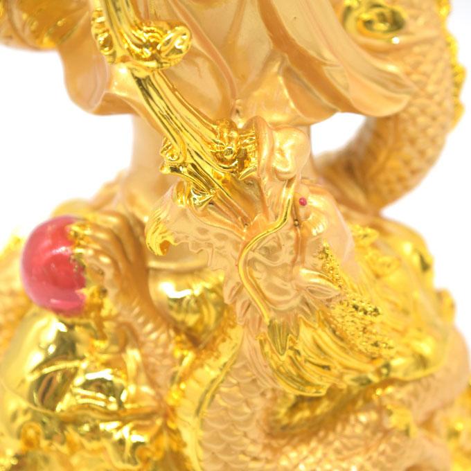 観音様 龍 樹脂製置物 元宝 円形台座 仏像 金色 32cm : 横浜中華 観音様 龍 樹脂製置物 元宝 円形台座 仏像 金色 32cm : 横浜中華