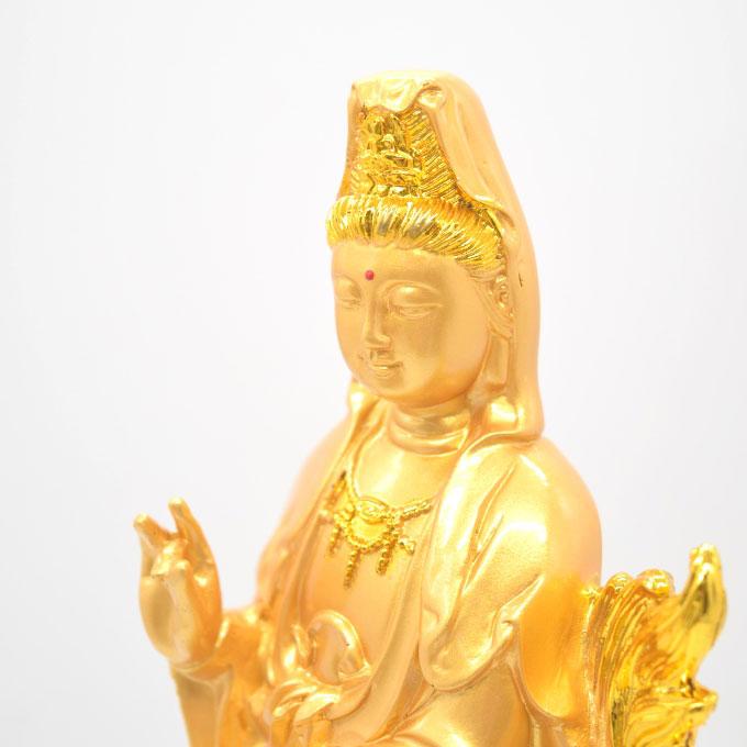 観音様 龍 樹脂製置物 元宝 円形台座 仏像 金色 32cm : 横浜中華街龍