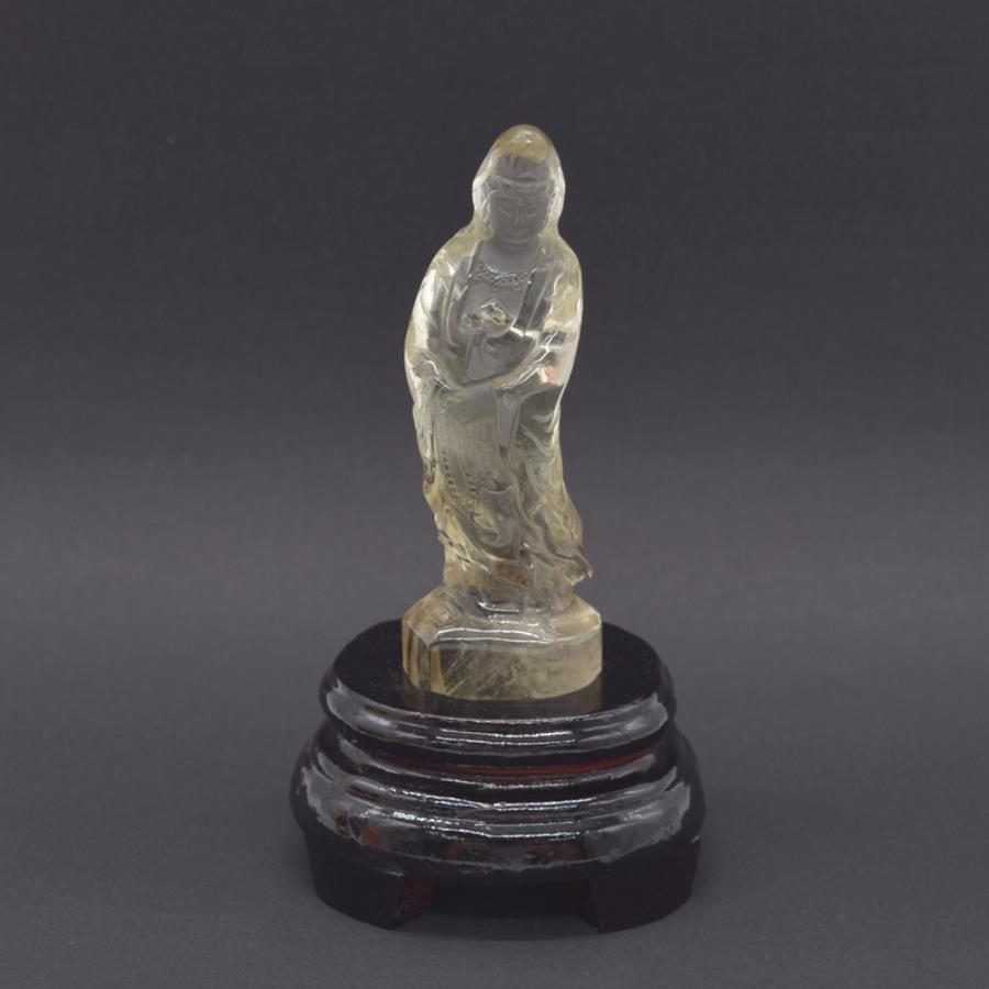仏像彫刻 天然石製 シトリン 黄水晶 観音菩薩 台座付き 13cm 仏像彫刻 天然石製 シトリン 黄水晶 観音菩薩 台座付き 13cm
