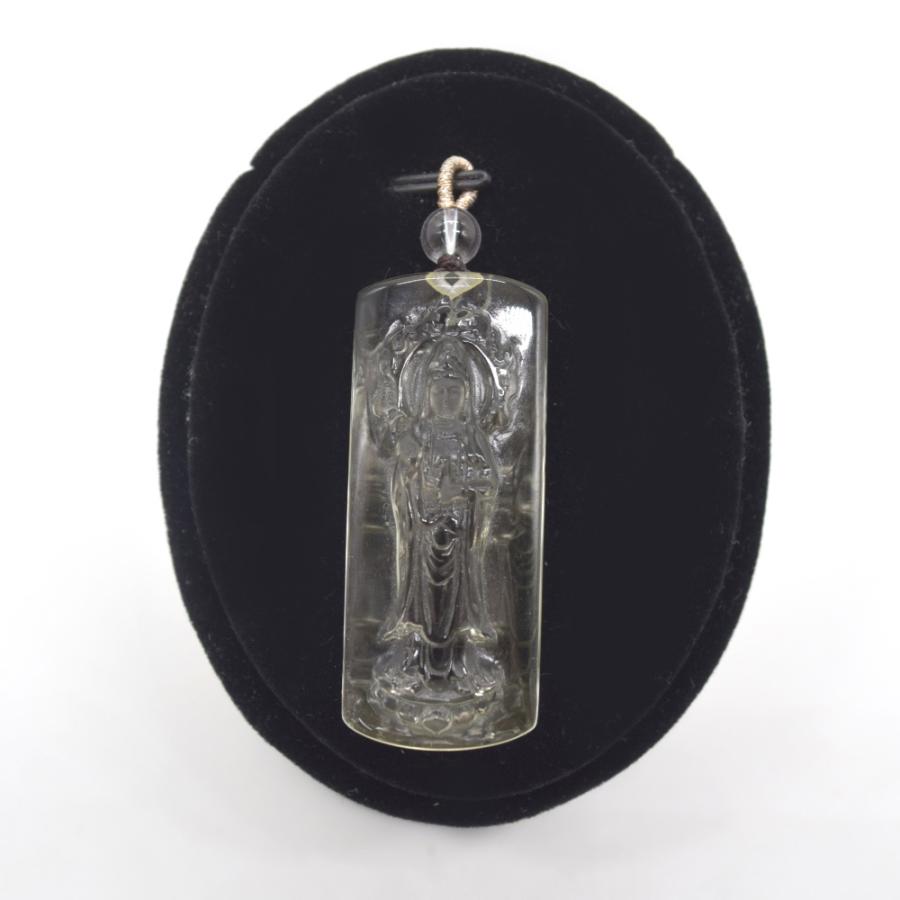 仏像 観音菩薩 ペンダントヘッド シトリン 黄水晶 彫刻 天然石製パーツ