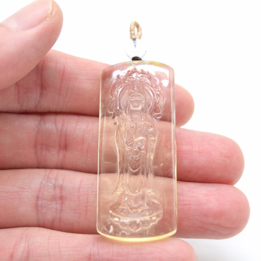 シトリン観音様 仏像彫刻 天然石製 シトリン 黄水晶 観音菩薩 台座付き 13cm : 横浜