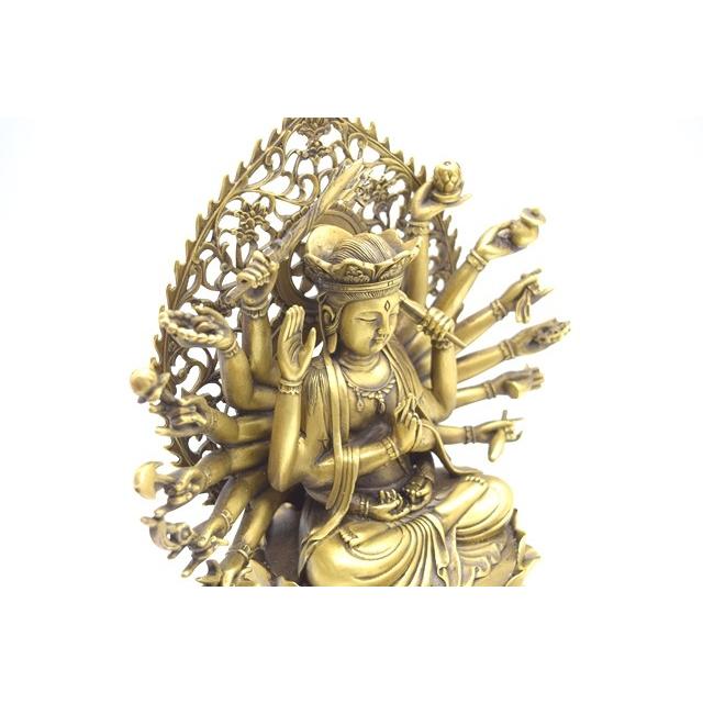 千手観音 仏像 銅製置物 台座付き 黄金色 大 : 横浜中華街龍 - 通販