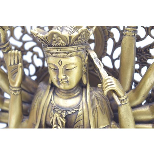 千手観音 仏像 銅製置物 台座付き 黄金色 大 : 横浜中華街龍 - 通販