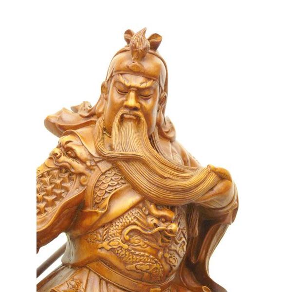 関羽 樹脂製置物 木彫り風 ビジネスの神様 開運 風水インテリア 大