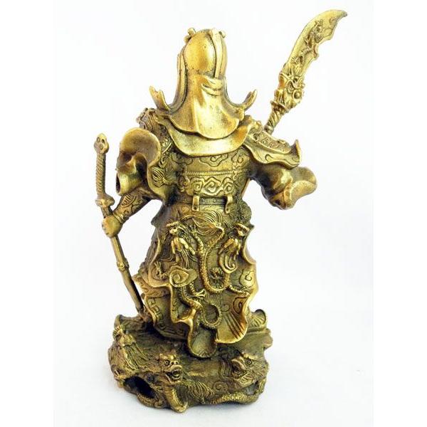 関羽 銅製置物 龍亀セット 大 開運風水 インテリア 財運 仕事運 商売の