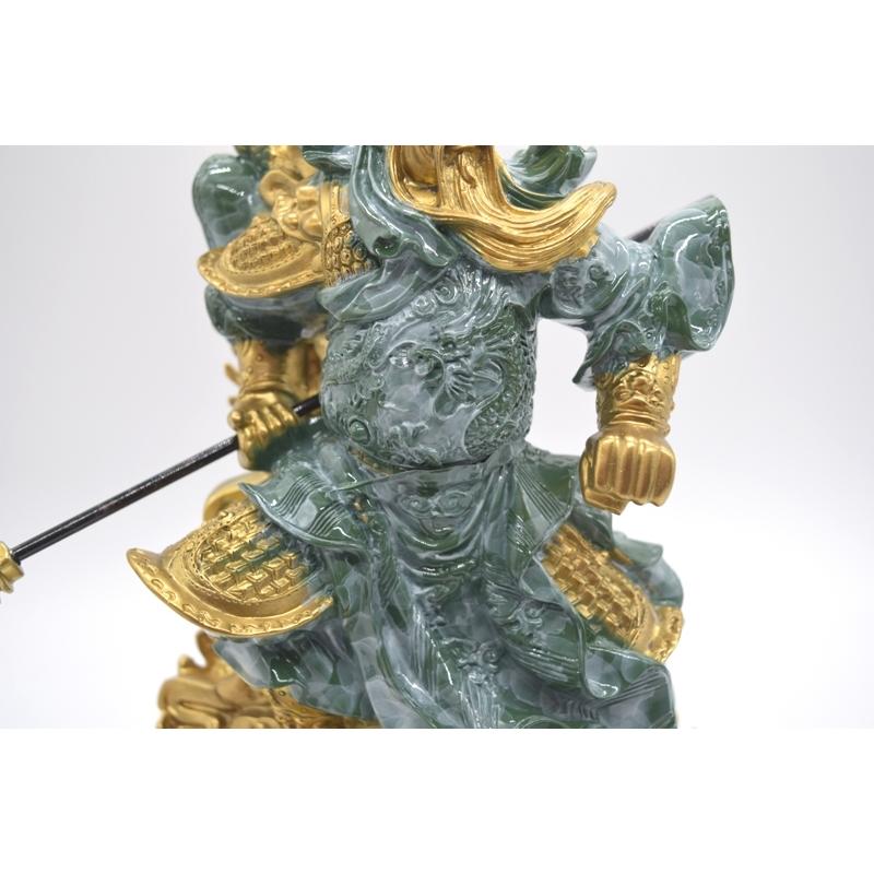 関羽像 関羽 置物 武器持ち 龍つき 樹脂製 ビジネスの神様 : 横浜中華