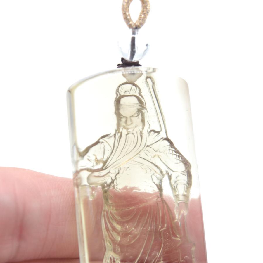 関羽の彫り物 ペンダントヘッド シトリン 黄水晶 天然石パーツ