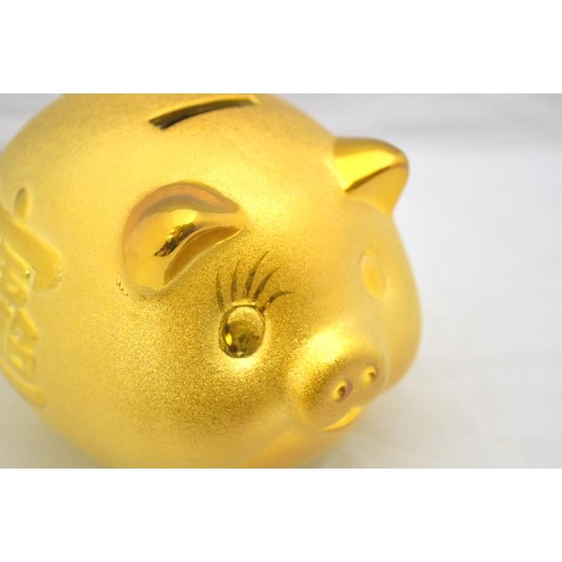 金ブタ 金の豚 貯金箱 招財 豪華版 6寸 陶器製置物 11cm : 横浜中華街