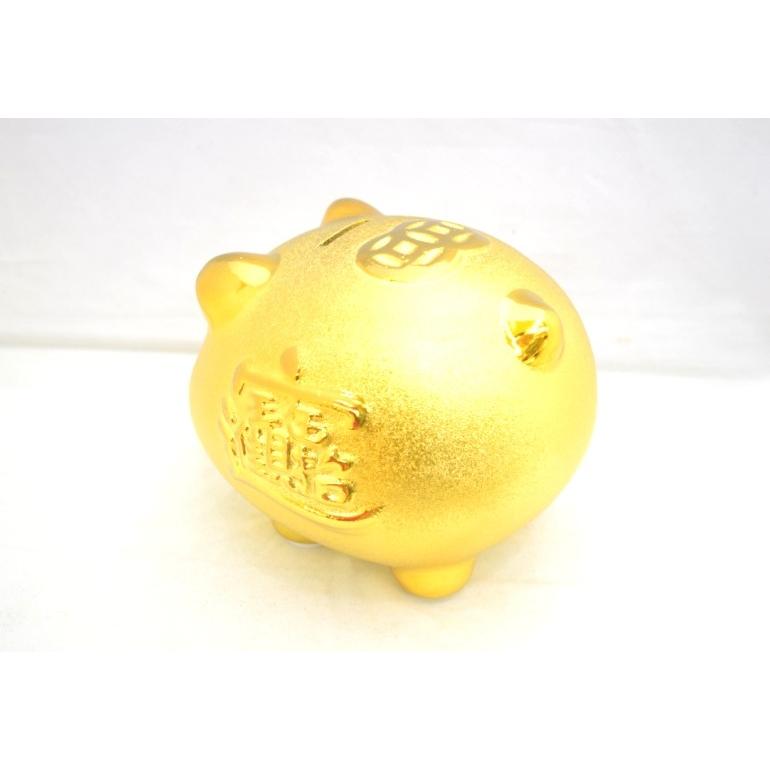 金ブタ 金の豚 貯金箱 招財 豪華版 陶器製置物 14cm : 横浜中華