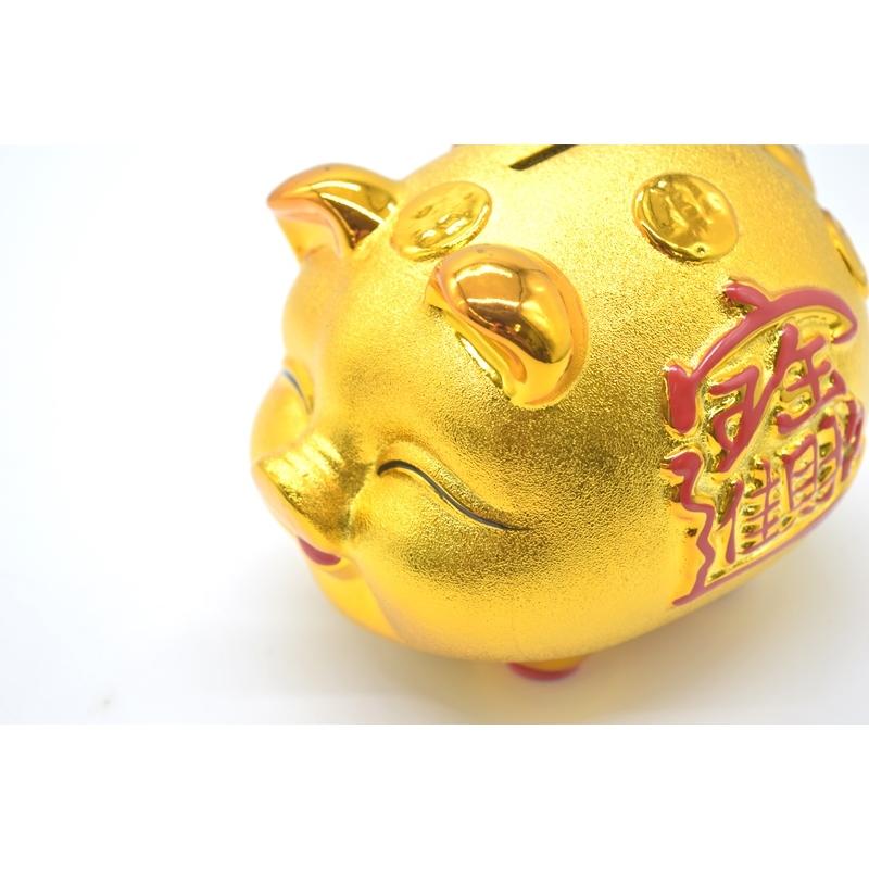 金ブタ 金の豚 貯金箱 招財 お多福顔 招財進宝 10cm : 横浜中華 金ブタ 金の豚 貯金箱 招財 お多福顔 招財進宝 10cm : 横浜中華