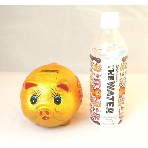 金ブタ 金の豚 貯金箱 招財 陶器製置物 中 11cm : 横浜中華街龍