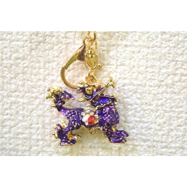 メール便OK】 麒麟 七宝焼き 紫 キーホルダー 金属製 パープル : 横浜