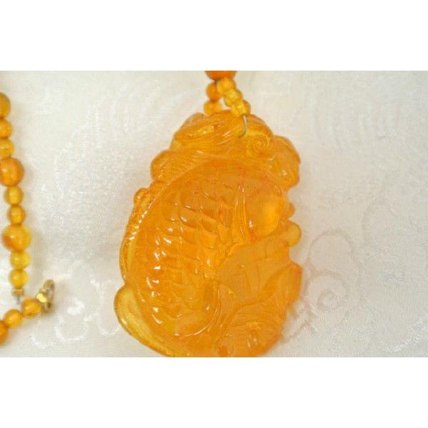 琥珀 コハク アンバー ネックレス K18 鯉彫り : 横浜中華街龍 - 通販