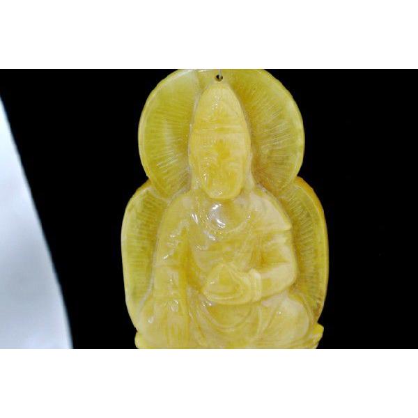 琥珀 コハク アンバー ネックレス 首飾り ミルキーアンバー K18 観音彫りの画像