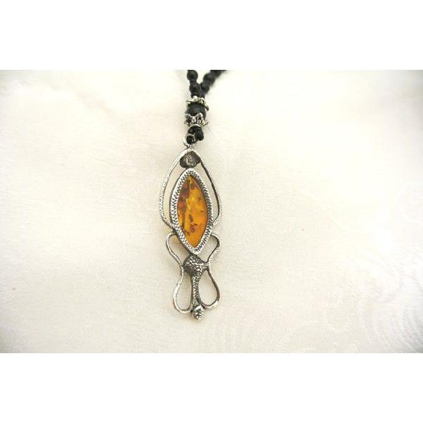 琥珀 コハク アンバー 黒珊瑚 ネックレス シルバー 一点もの 魔除け 金  