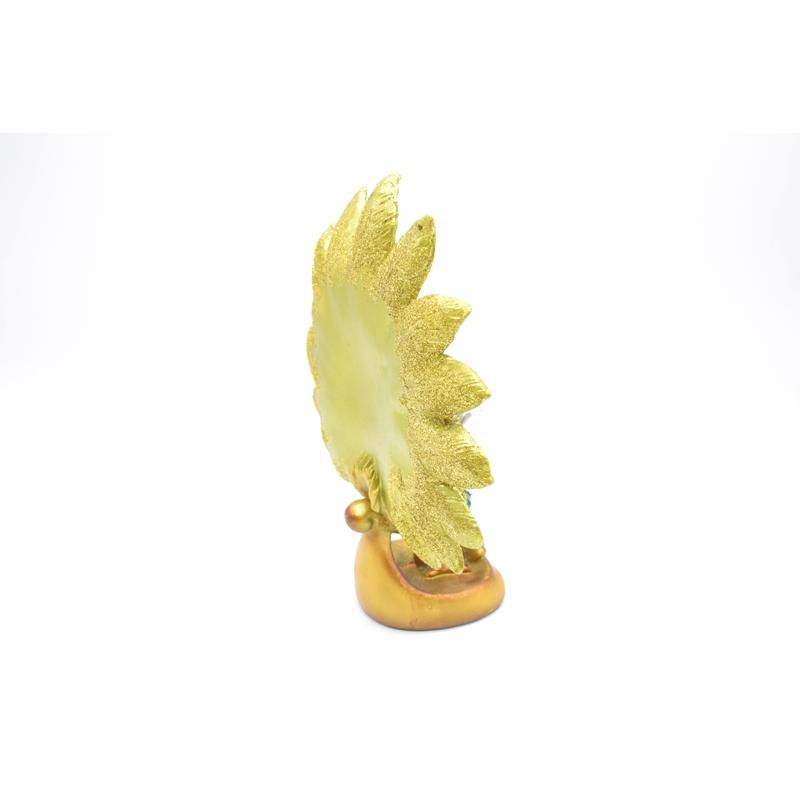 孔雀 樹脂製置物 緑 ラメ装飾 台座付き 厄除け 開運 大 : 横浜中華街龍