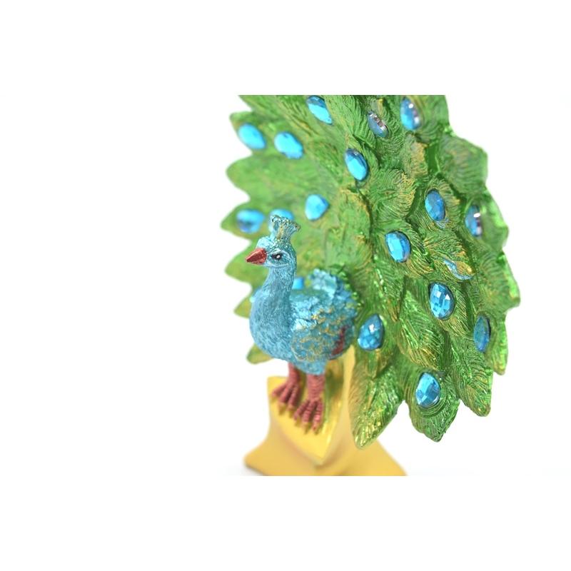 孔雀 樹脂製置物 緑色 彩色済み 台座付 15cm : 横浜中華街龍 - 通販