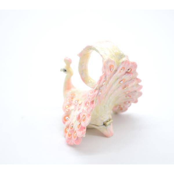 孔雀 七宝焼き 小物入れ 金属製置物 厄除け 選べる2色 緑とピンク