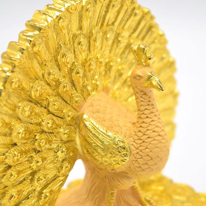 孔雀 樹脂製置物 ゴールド ガラス台座付 15cm : 横浜中華街龍 - 通販