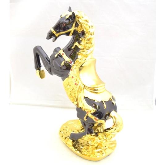 馬 置物 縁起物 午 樹脂製 黒 32cm うまくいく 十二支_2