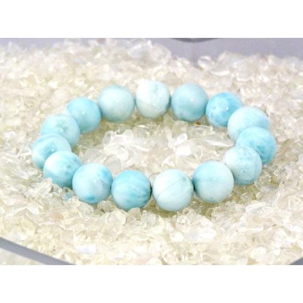 ラリマー 曹灰針石 パワーストーン 天然石ブレスレット 14mm玉 |  | 02