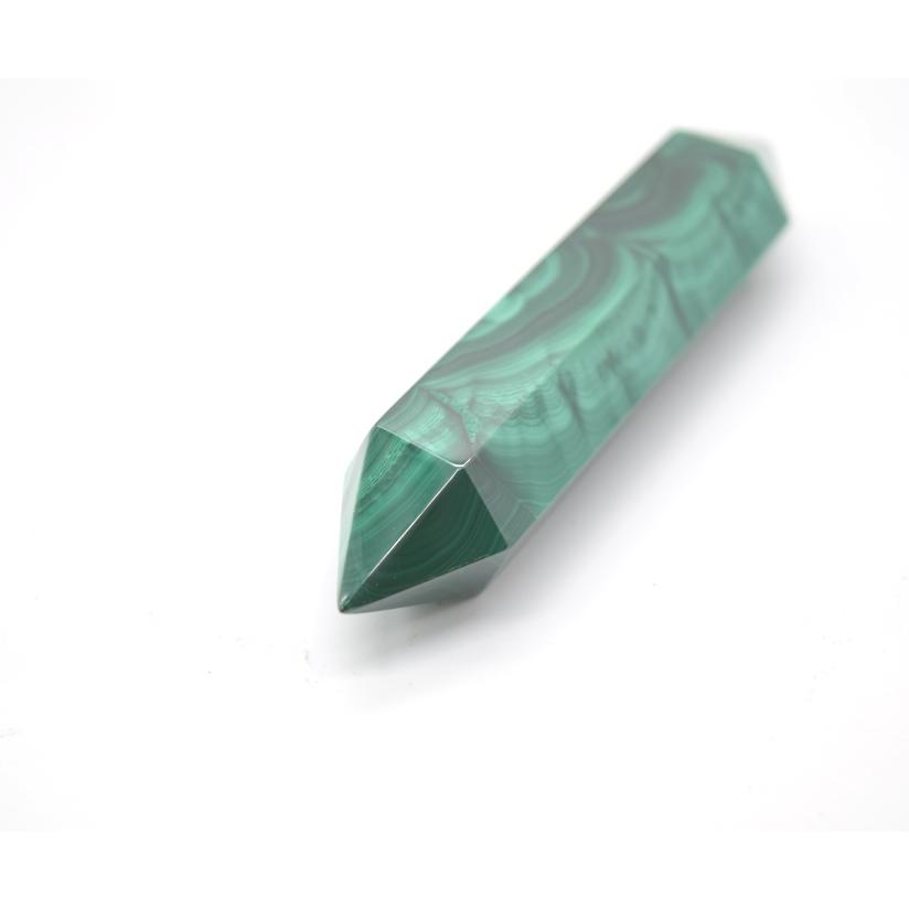 マラカイト 孔雀石 双尖六角柱 両錐 両剣型 天然石置物 9.5cm : 横浜