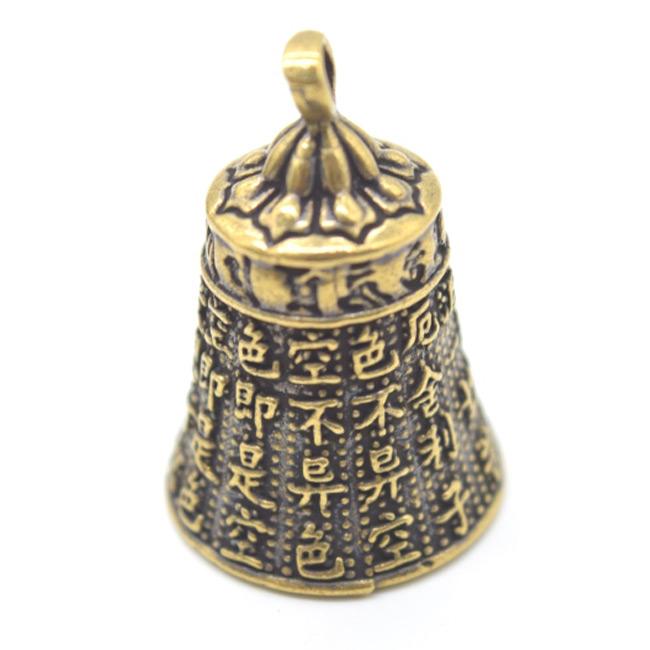 メール便OK】 鐘 音が鳴る 般若心経 銅製置物 ミニチュアサイズ 風水