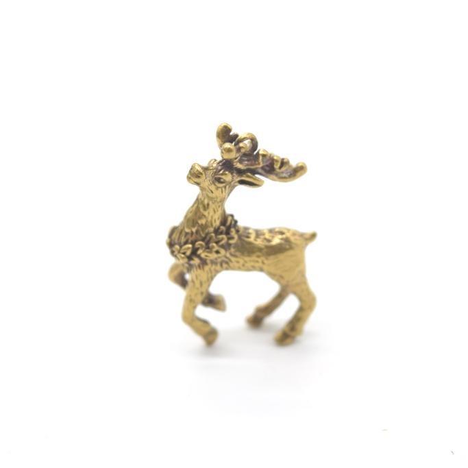 メール便OK】 鹿 シカ 銅製置物 ミニチュアサイズ 風水インテリア 3.5