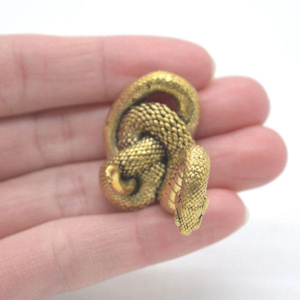 【メール便OK】 巳 蛇の置物 3cm 金属製 縦型 ミニチュア |  | 06