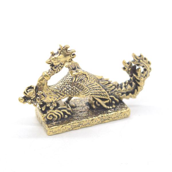 【メール便OK】 鳳凰 置物 4cm ミニチュア 金属製 横長型 台座付き | 