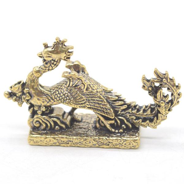 メール便OK】 鳳凰 置物 4cm ミニチュア 金属製 横長型 台座付き