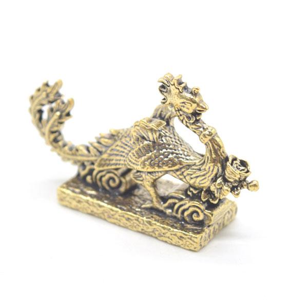 メール便OK】 鳳凰 置物 4cm ミニチュア 金属製 横長型 台座付き