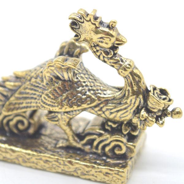 【メール便OK】 鳳凰 置物 4cm ミニチュア 金属製 横長型 台座付き |  | 08
