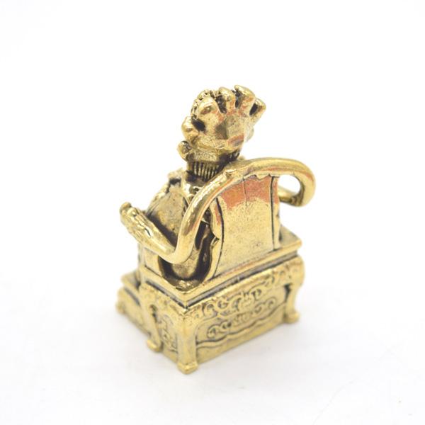 媽祖の置物 風水三点セット 5.5cm 金属製 ミニチュア 着席タイプ 元宝 