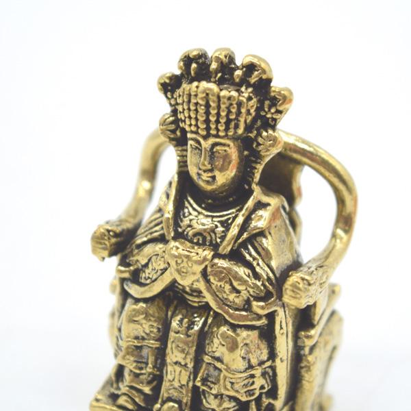 媽祖の置物 風水三点セット 5.5cm 金属製 ミニチュア 着席タイプ 元宝 