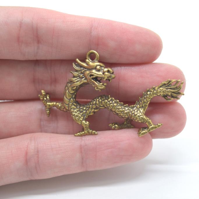 【メール便OK】辰 龍の置物 ミニチュア 銅製 3cm 壁掛け パーツ仕様 四神 |  | 02