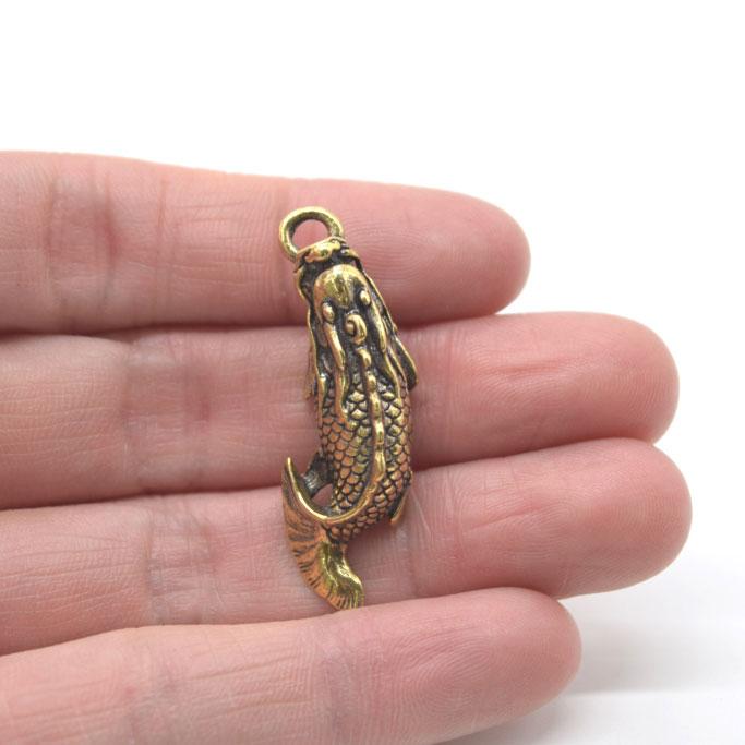 【メール便OK】 龍鯉 ミニチュアサイズ 銅製置物 4cm |  | 04