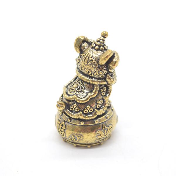 中華風獅子舞 ミニサイズ 置物 6cm 金属製 太鼓台座 縦型 |  | 03
