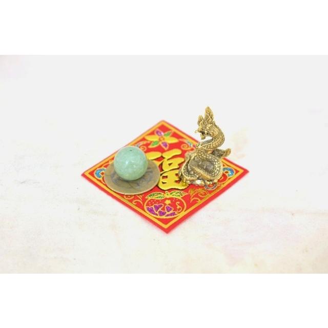 【メール便OK】 龍 ミニチュア風水セット 古銭 福飾り 選べる天然石 銅製置物 ナーガ |  | 03