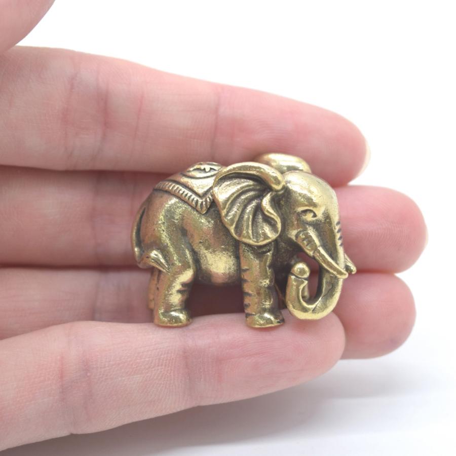 メール便OK】 象の置物 ゾウ 鼻下げ 金属製 ミニサイズ
