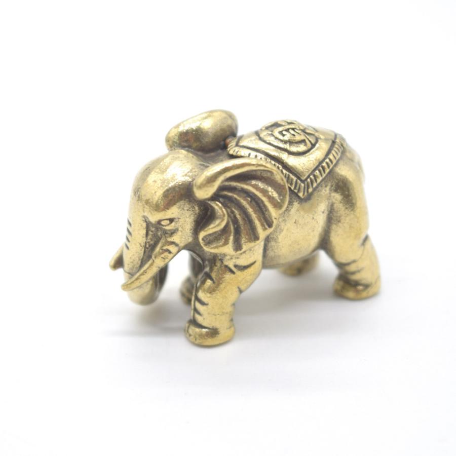 メール便OK】 象の置物 ゾウ 鼻下げ 金属製 ミニサイズ
