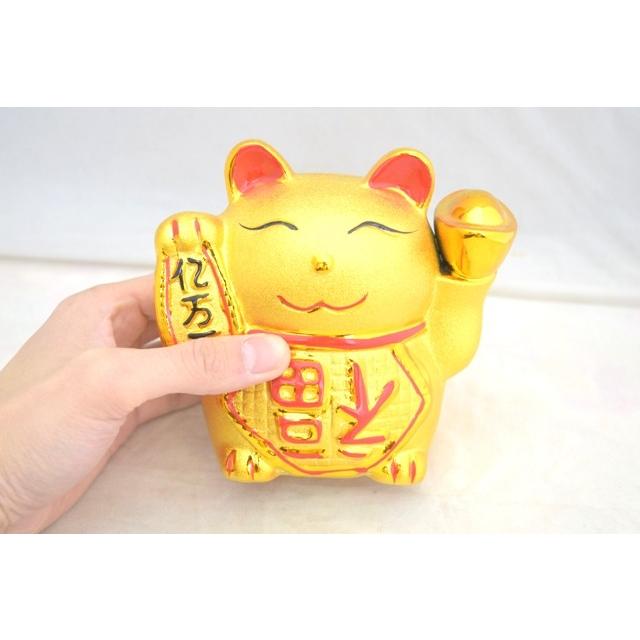 金色の招き猫の貯金箱 Amazon.co.jp: 金のねこ 金の猫 招き猫 金の招き猫 金の祈福猫