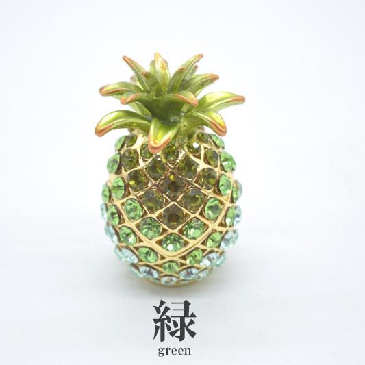 パイナップル 七宝焼き 小物入れ 金属製置物 ラインストーン付き