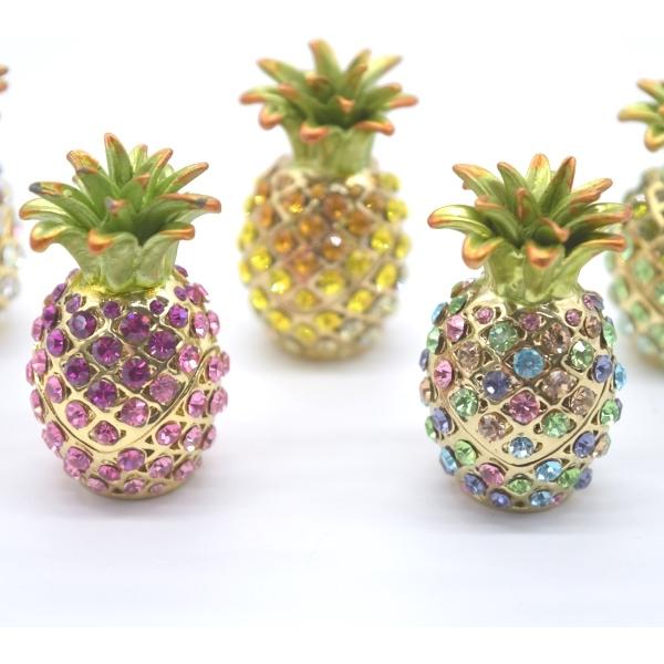 赤龍 七宝焼き ラインストーン付き 金属製置物 6cm パイナップル 七宝焼き 小物入れ 金属製置物 ラインストーン付き