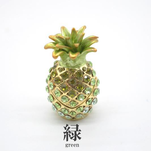 パイナップル 七宝焼き 小物入れ 金属製置物 ラインストーン付き